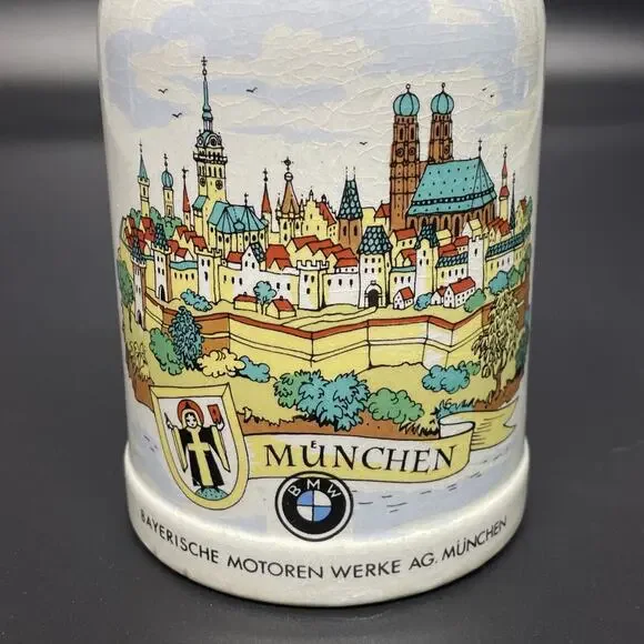 BMW Bayerische Motoren Werke AG. Munchen German Ceramic Stein Lidded Breweriana - Picture 4 of 11